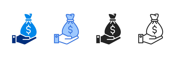 Salary  Icon Set Multiple Style Vector Illustration 