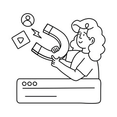Customer Acquisition vector outline illustrations. EPS 10 file