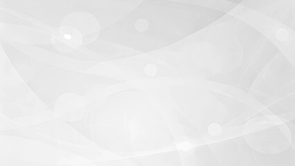 Elegant white wavy lines with subtle circles and light effects creating a soft artistic display