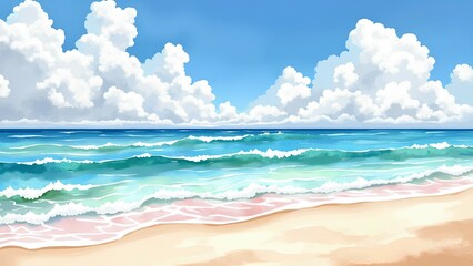 Obraz premium watercolor beach and sea