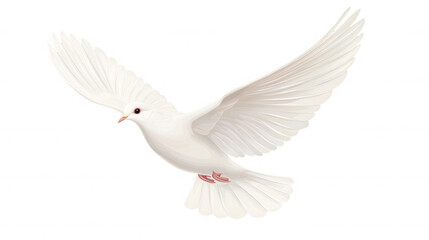 Obraz premium White dove spreading harmony, flying with elegance against transparent backdrop, representing wings, spiritual peace, freedom