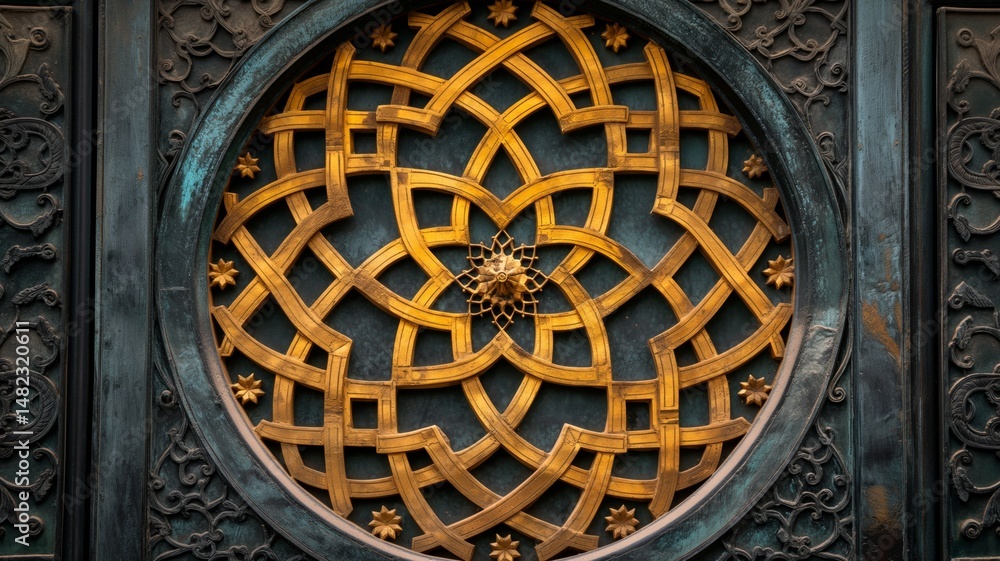 Poster intricate ai mosaic design featuring abstract geometric patterns on a textured surface