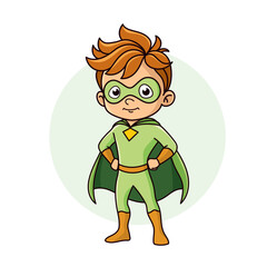 Superhero child cartoon character Vector illustration design