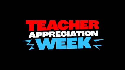 Obraz premium Teacher Appreciation Week text with side lines on a black background.