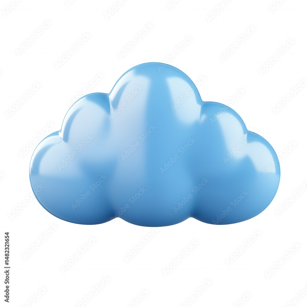 Poster pastel colored, 3d cloud computing icon floats against a transparent background, representing data s