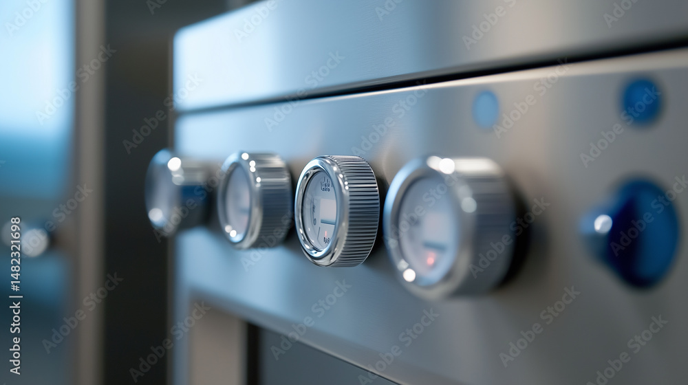 Poster close up of chromatography equipment showcasing precise controls and measurement gauges in a modern 