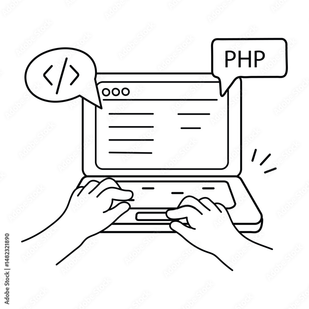 Aufkleber software development vector outline illustrations. eps 10 file