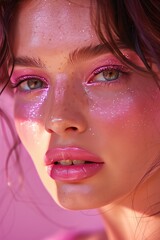 closeup portrait photo beautiful woman makeup fashion