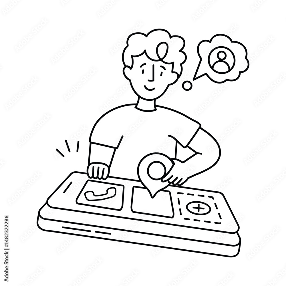 Poster mobile application vector outline illustrations. eps 10 file