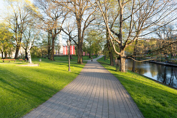 Bastion Hill city park (Bastejkalns Park) in Riga, Latvia	
