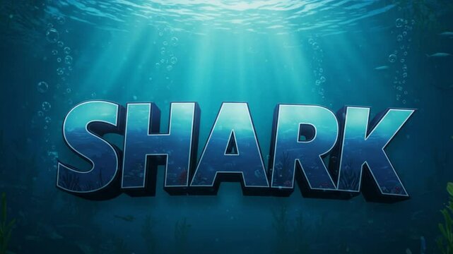 3D deep sea-blue text 'SHARK' with sharp edges and underwater vibe &mdash; powerful and fast.
