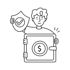 Bank Security vector outline illustrations. EPS 10 file
