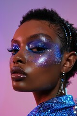 closeup portrait photo beautiful woman makeup fashion