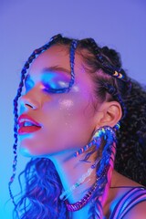 closeup portrait photo beautiful woman makeup fashion