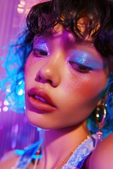 closeup portrait photo beautiful woman makeup fashion