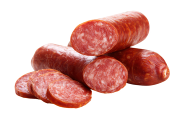 Delicious Smoked Sausage Slices and Whole Sticks Ready to Eat