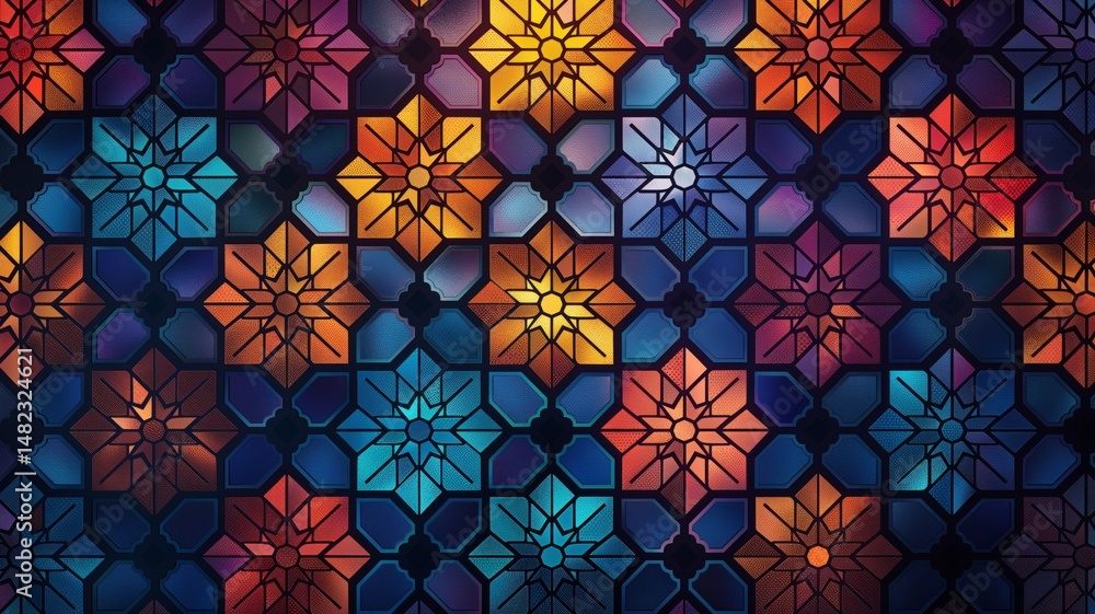 Poster vibrant mosaic design with colorful geometric patterns in an abstract style