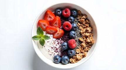 Greek Yogurt Parfait with Granola, Berries, and Chia Seeds