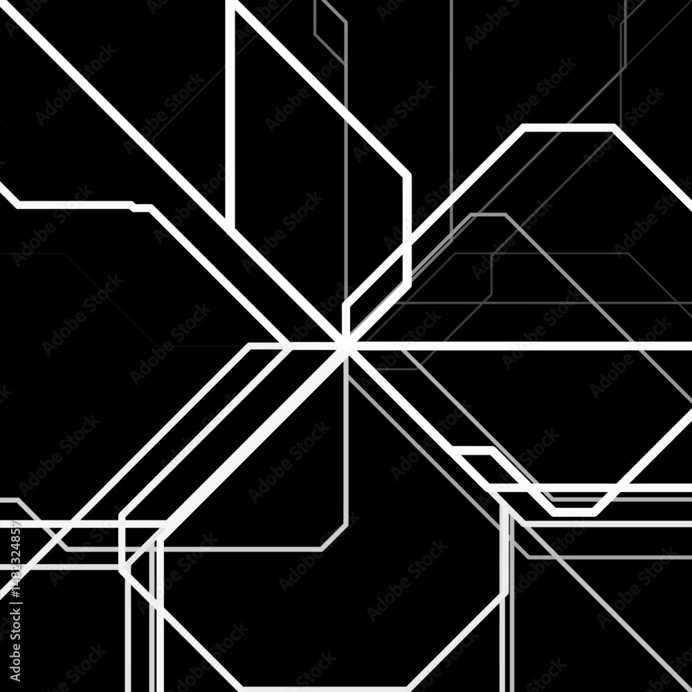 Poster white lines on black background. abstract black and white geometric pattern of lines. abstract schem