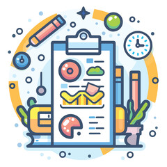 2D tasks web icon in line style  Icons, Flat lay Icon