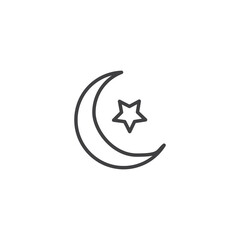 Moon and star vector Icon in trendy flat style isolated on white background