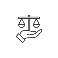 Justice scales in Hand vector Icon in trendy flat style isolated on white background