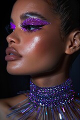 closeup portrait photo beautiful woman makeup fashion