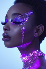 closeup portrait photo beautiful woman makeup fashion
