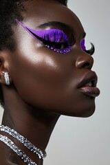 closeup portrait photo beautiful woman makeup fashion