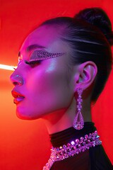 closeup portrait photo beautiful woman makeup fashion