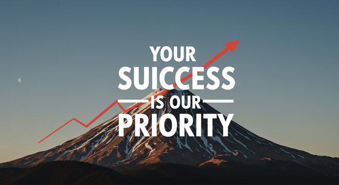 Motivational mountain success illustration