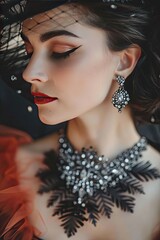 closeup portrait photo beautiful woman makeup fashion