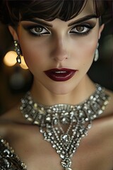 closeup portrait photo beautiful woman makeup fashion