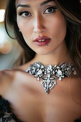 closeup portrait photo beautiful woman makeup fashion