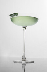 Cocktail with Leaf on White