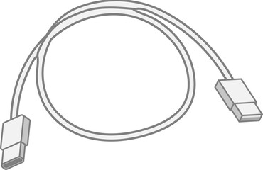 Illustration of a White USB Cable