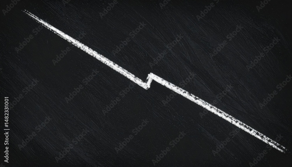 Poster creative chalk drawing of a zigzag line on black chalkboard artistic design classroom environment to