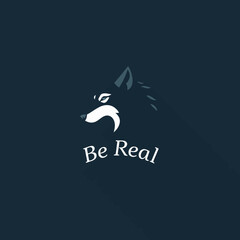 Wolf Head Profile Logo Design Minimalist Style Dark Blue Background Modern Brand Identity Strong Animal Image Authentic Nature Wildlife Vector Illustration Graphic Design Element Corporate Branding Be