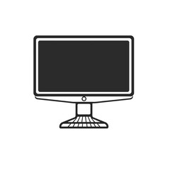 Simple Modern Computer Monitor Icon Design Digital Screen Display Technology Device Electronic Gadget Office Equipment Workspace Essential Item Flat Illustration Minimalist Style Black White Image    