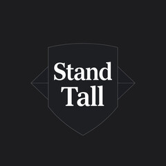 Motivational Stand Tall Graphic Design Image Strong Bold White Text on Dark Background Minimalist Modern Typography Quote Powerful Message Inspirational Design for Print and Web Use High Resolution   