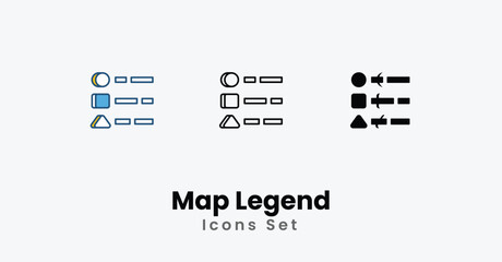 Map Legend Icons thin line and glyph vector icon stock illustration