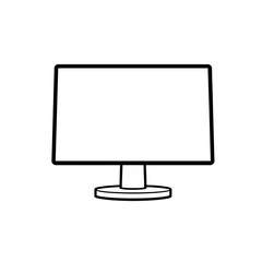Simple Modern Computer Monitor Outline Icon Digital Technology Screen Display Device Minimalist Black White Line Art Graphic Design Element for Website Application Interface User Interface ui pc flat 