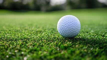 Obraz premium Golf ball on a green fairway