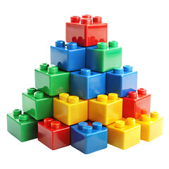 Fototapeta premium Colorful plastic building toy blocks stacked 