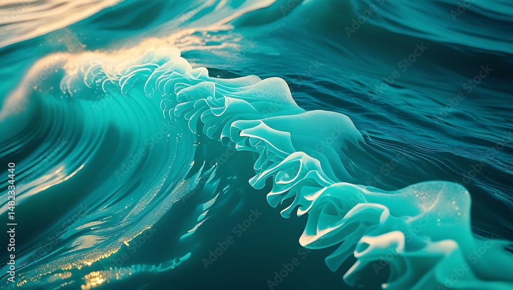 Aufkleber a mesmerizing view of a powerful ocean wave with soft light reflections and artistic abstract expres
