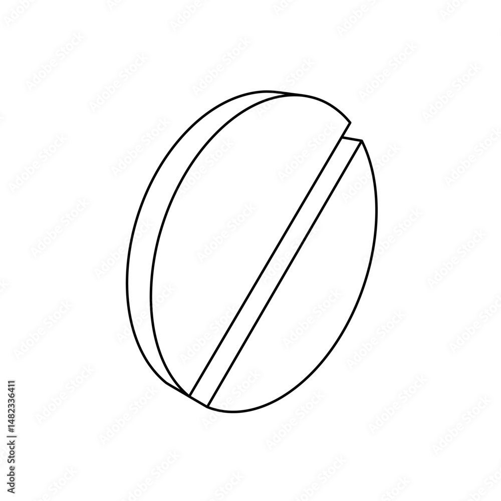 Poster the outline of a large pill symbol is made with black lines. 3d view of the object in perspective. v