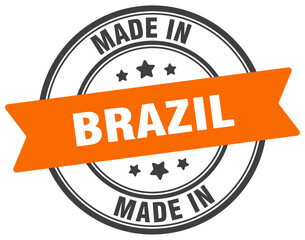 Fototapeta premium Made in Brazil round sign. Made in Brazil stamp.