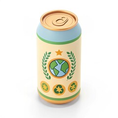 Fototapeta premium Illustration of a craft beer can with environmental symbols