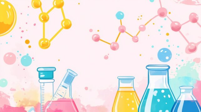 Medicine chemistry and biology laboratory with dna science analysis and pharmacy technology equipment, healthcare research in a clinical digital environment with copy space for banner or greeting card