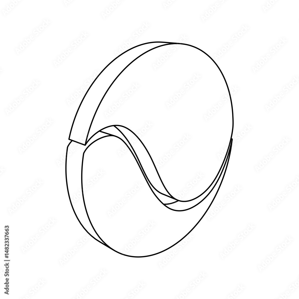 Poster the outline of a large tennis ball is made with black lines. 3d view of the object in perspective. v